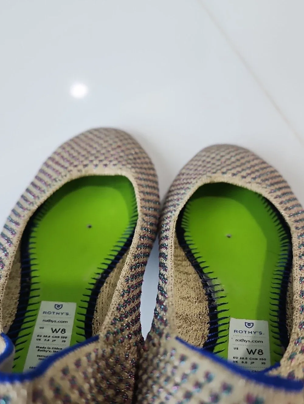 Rothy's Multi Color Metallic Square Toe Ballet Flats